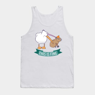 This is fine Meme funny Capybara dog Pelican Nihilism Tank Top